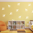 Set of 20 Vinyl Wall Art Decals - Airplanes Patterns - 5" x 5" Each - Cool Adhesive Sticker Shapes For Kids Toddlers Teens Bedroom Playroom Living Room Home Apartment Decorations (5" x 5" each; White) White 5" x 5" each 2