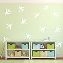 Set of 20 Vinyl Wall Art Decals - Airplanes Patterns - 5" x 5" Each - Cool Adhesive Sticker Shapes For Kids Toddlers Teens Bedroom Playroom Living Room Home Apartment Decorations (5" x 5" each; White) White 5" x 5" each 3