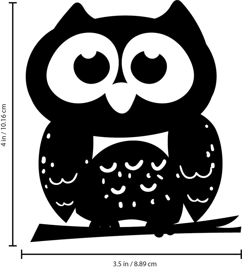 Vinyl Wall Art Decal - Little Owl - 4" x 3.5" - Cute Animal Decor for Light Switch Window Mirror Luggage Car Bumper Laptop Computer Peel and Stick Skin Sticker Designs Black 4" x 3.5" 3