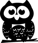 Vinyl Wall Art Decal - Little Owl - 4" x 3.5" - Cute Animal Decor for Light Switch Window Mirror Luggage Car Bumper Laptop Computer Peel and Stick Skin Sticker Designs Black 4" x 3.5" 4