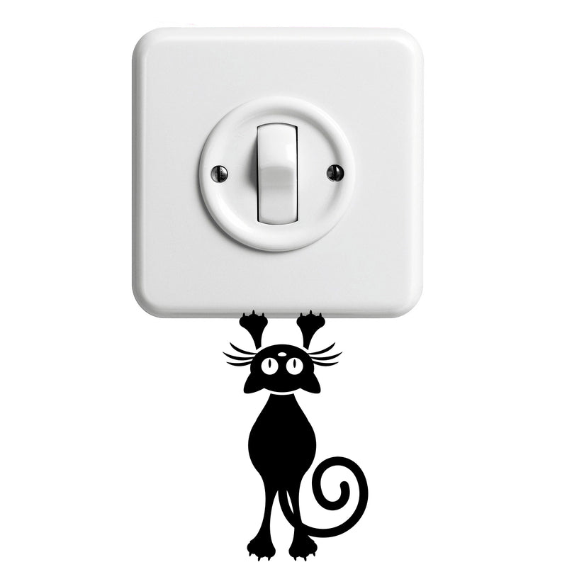 Vinyl Wall Art Decal - Hanging Cat - 4" x 2.5" - Cute Animal Decor For Light Switch Window Mirror Luggage Car Bumper Laptop Computer Peel And Stick Skin Sticker Designs Black 4" x 2.5" 2