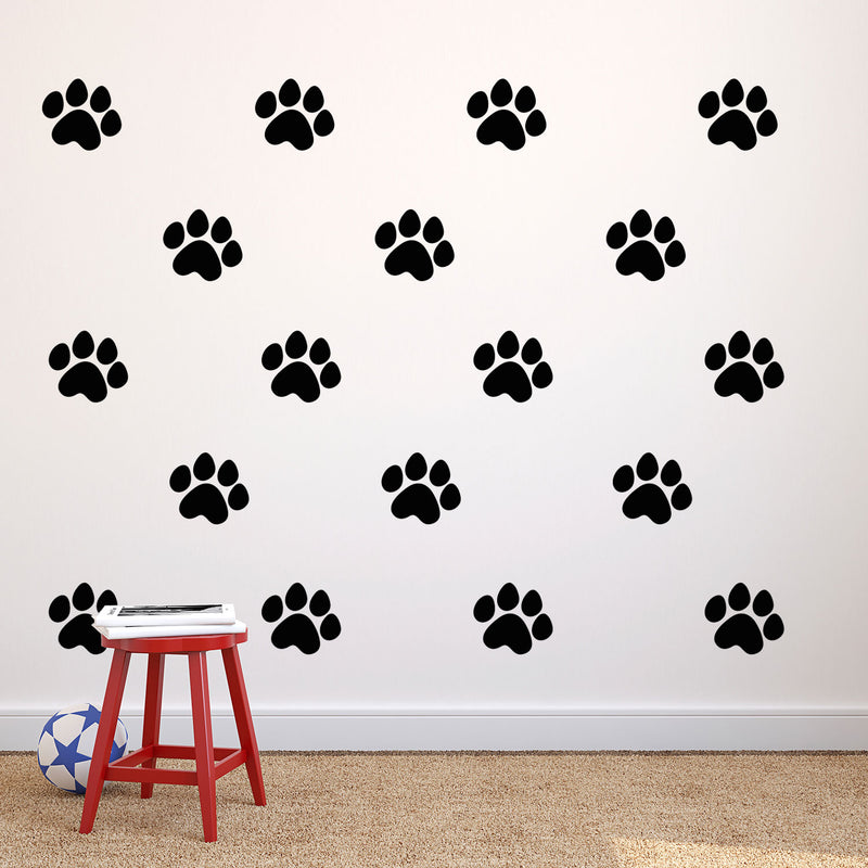 Set of 20 Vinyl Wall Art Decal - Little Paws Pattern - 4.Each - Cute Vinyl Sticker Adhesives For Home Apartment Bedroom Playroom Nursery - Decals For Unisex Toddlers Teens   2