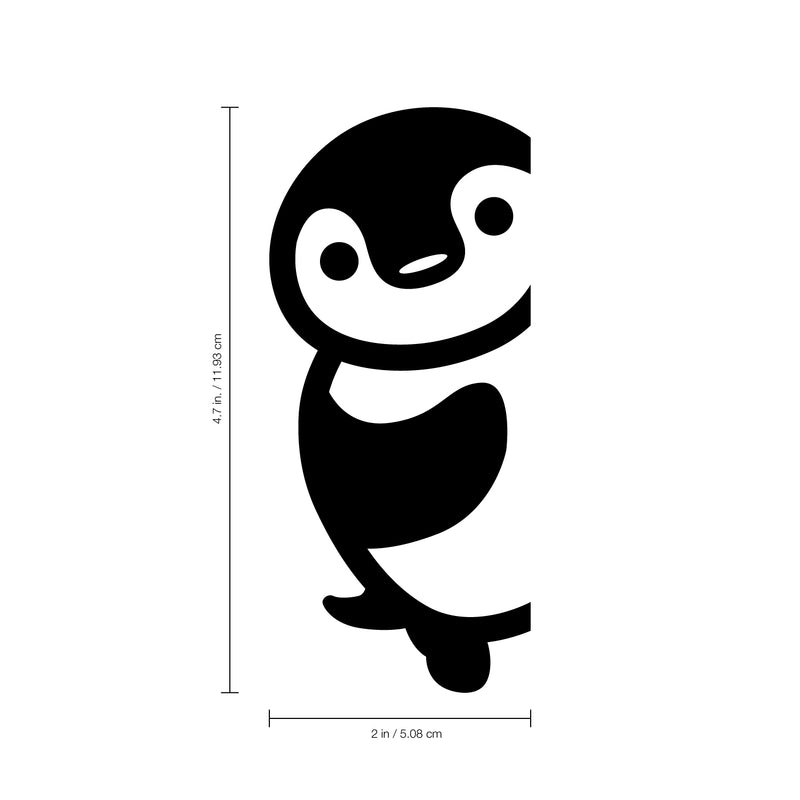 Vinyl Wall Art Decal - Little Penguin - 4.7" x 2" - Cute Animal Decor for Light Switch Window Mirror Luggage Car Bumper Laptop Computer Peel and Stick Skin Sticker Designs Black 4.7" x 2" 3