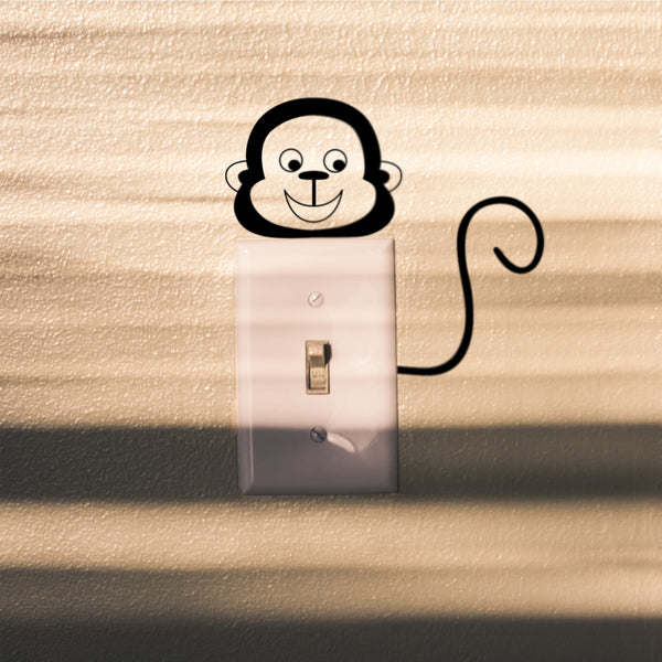 Vinyl Wall Art Decal - Little Monkey - 4" x 4.6" - Cute Animal Decor for Light Switch Window Mirror Luggage Car Bumper Laptop Computer Peel and Stick Skin Sticker Designs Black 4" x 4.6"