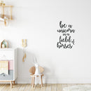 Vinyl Wall Art Decal - Be A Unicorn in A Field of Horses - 23" x 15" - Motivational Quote Words - Teen Girl Bedroom Cute Little Girls Nursery Room Home Wall Decor - Trendy Modern Wall Sticker Decals Black 12" x 21" 4