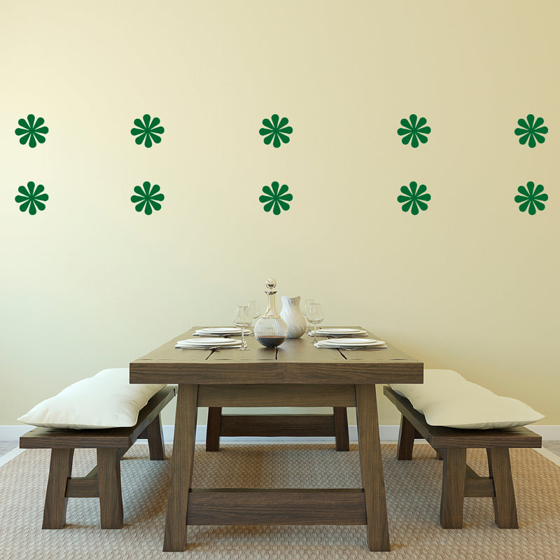 Set of 10 Vinyl Wall Art Decal - Flowers - 5" x 5" Each - Bedroom Living Room Office Dorm Room Girly Wall Decoration - Cute Trendy Floral Apartment Stencil Adhesives Wall Decor (5" x 5" Each; Green) Green 5" x 5" each 3