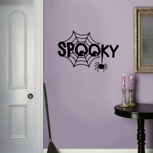 Vinyl Wall Art Decal - Spooky - Fun Spiderweb Eyes Halloween Seasonal Decoration Sticker - Teens Adults Indoor Outdoor Wall Door Window Living Room Office Decor