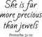 Vinyl Wall Art Decal - She is Far More Precious Than Jewels Prov 31:10-- Religious Bedroom Apartment Decor Decals - Christian Home Living Room Office Quotes (23" x 26"; Black)