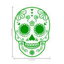 Vinyl Wall Art Decal - Day of The Dead Skull - 21" x 15" - Sugar Skull Mexican Holiday Seasonal Sticker - Kids Teens Adults Indoor Outdoor Wall Door Window Living Room Office Decor (21" x 15"; Green) Green 21" x 15" 2