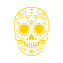 Vinyl Wall Art Decal - Day Of The Dead Skull - 21" x 15" - Sugar Skull Mexican Holiday Seasonal Sticker - Kids Teens Adults Indoor Outdoor Wall Door Window Living Room Office Decor (21" x 15"; Yellow) Yellow 21" x 15"