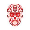 Vinyl Wall Art Decal - Day of The Dead Skull with Cross - 14" x 10" - Sugar Skull Mexican Holiday Seasonal Sticker - Teens Adults Indoor Outdoor Wall Door Living Room Office Decor (14" x 10"; Red) Red 14" x 10" 2