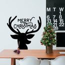 Vinyl Wall Art Decal - Merry Christmas Reindeer - 22" x 23" - Christmas Holiday Seasonal Decoration Sticker - Indoor Outdoor Window Home Living Room Bedroom Apartment Office Door (22" x 23"; Black) Black 22" x 23"