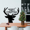 Vinyl Wall Art Decal - Merry Christmas Reindeer - Christmas Holiday Seasonal Decoration Sticker - Indoor Outdoor Window Home Living Room Bedroom Apartment Office Door (22" x 23"; Black)