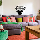 Vinyl Wall Art Decal - Merry Christmas Reindeer - Christmas Holiday Seasonal Decoration Sticker - Indoor Outdoor Window Home Living Room Bedroom Apartment Office Door (22" x 23"; Black)   2