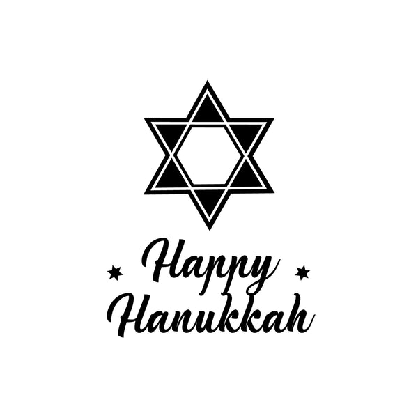 Vinyl Wall Art Decal - Happy Hanukkah - 28" x 22" - Star of David Jewish Holiday Decoration Sticker - Indoor Outdoor Home Office Wall Door Window Bedroom Workplace Decor Decals (28" x 22"; Black) Black 28" x 22"