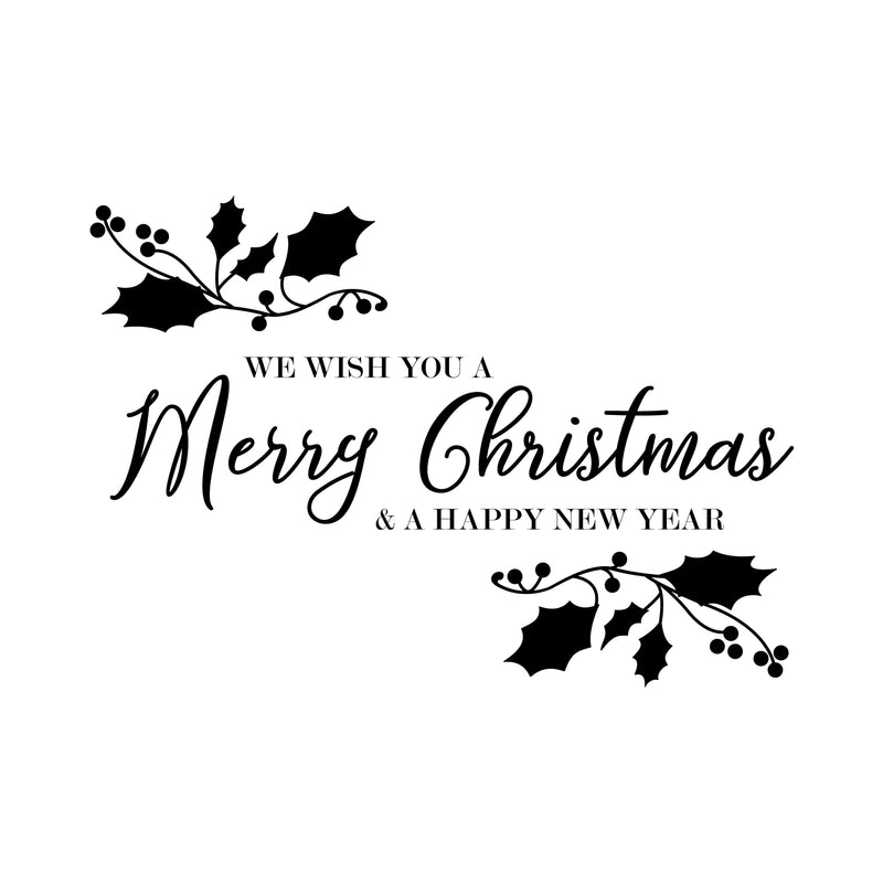 Vinyl Wall Art Decal - We Wish You A Merry Christmas - 22.5" x 32" - Christmas Holiday Seasonal Sticker - Indoor Home Apartment Wall Door Window Bedroom Workplace Decor Decals Black 22.5" x 32" 4