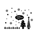 Vinyl Wall Art Decal - Merry Christmas Trees and Snowflakes - 23" x 31" - Holiday Seasonal Sticker - Indoor Home Apartment Office Wall Door Window Bedroom Workplace Decor Decals (23" x 31"; Black) Black 23" x 31"