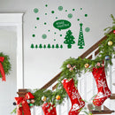 Vinyl Wall Art Decal - Merry Christmas Trees and Snowflakes - 23" x 31" - Holiday Seasonal Sticker - Indoor Home Apartment Office Wall Door Window Bedroom Workplace Decor Decals (23" x 31"; Green) Green 23" x 31" 4