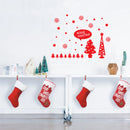 Vinyl Wall Art Decal - Merry Christmas Trees and Snowflakes - 23" x 31" - Holiday Seasonal Sticker - Indoor Home Apartment Office Wall Door Window Bedroom Workplace Decor Decals (23" x 31"; Red) Red 23" x 31" 3