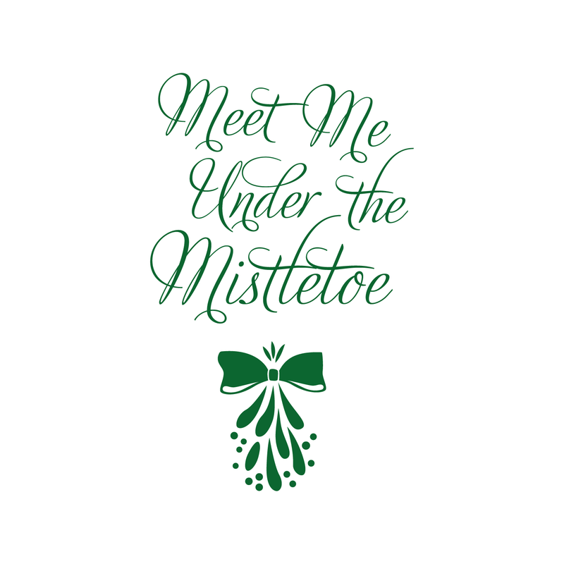 Vinyl Wall Art Decal  - Meet Me Under The Mistletoe - 22.5" x 14" - Christmas Seasonal Holiday Decoration Sticker - Home Office Door Window Bedroom Workplace Decals Green 22.5" x 14" 3