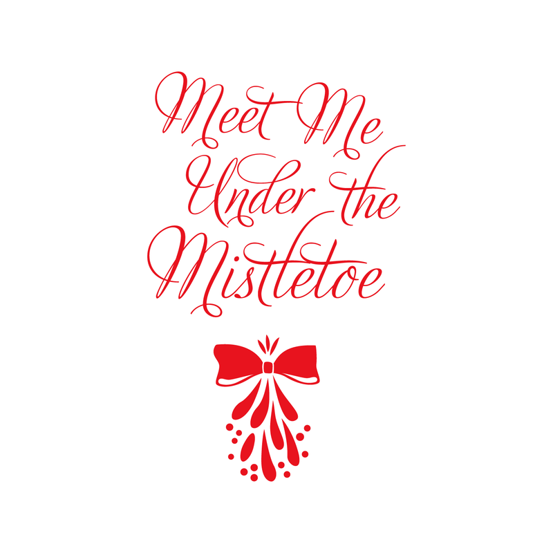 Vinyl Wall Art Decal  - Meet Me Under The Mistletoe - 22.5" x 14" - Christmas Seasonal Holiday Decoration Sticker - Home Office Door Window Bedroom Workplace Decals Red 22.5" x 14" 5