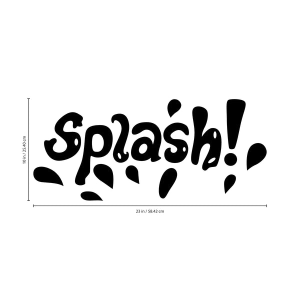 Vinyl Wall Art Decal - Splash - Fun Wet Letters Home Bathroom Bathtub Shower Decor - Dorm Room Apartment Kids Room Decals - Soap Bubbles Water Patterns (10" x 23"; Black)