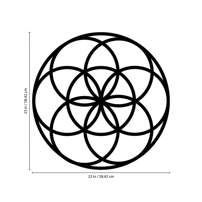 Vinyl Wall Art Decal - Seed of Life Circle Pattern - Modern Sacred Geometry for Home Dorm Room Workplace Use - Trendy Flower of Life Apartment Bedroom Living Room Decor (23" x 23"; Blue)   3