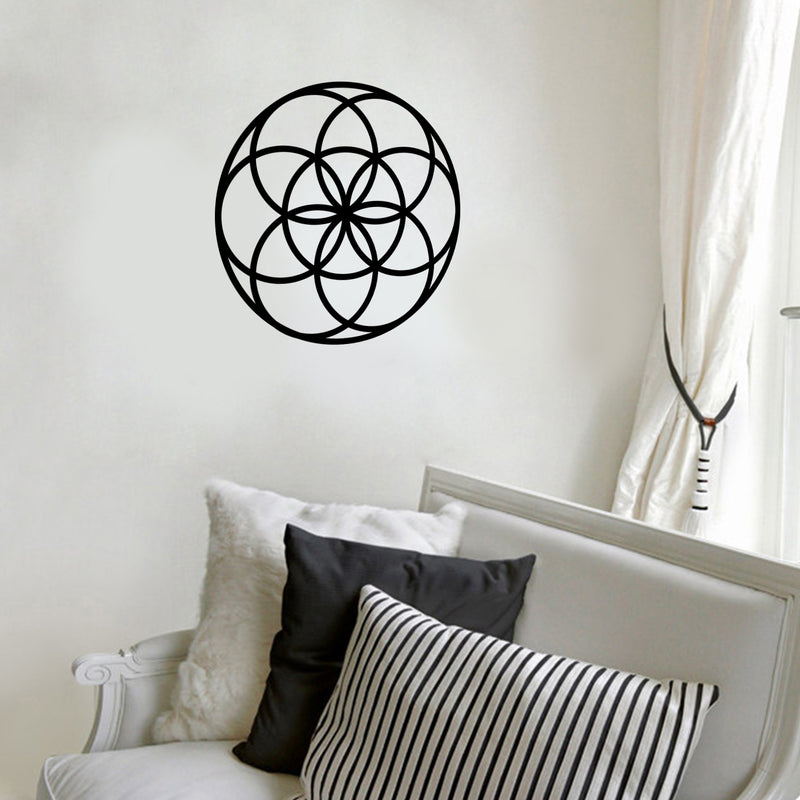 Vinyl Wall Art Decal - Seed of Life Circle Pattern - Modern Sacred Geometry for Home Dorm Room Workplace Use - Trendy Flower of Life Apartment Bedroom Living Room Decor (23" x 23"; Blue)   4