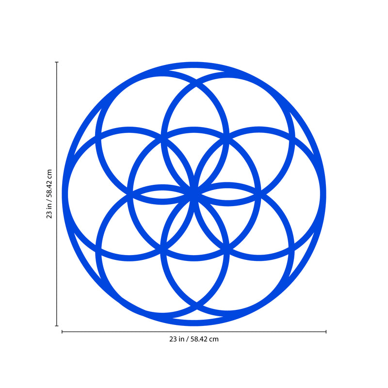 Vinyl Wall Art Decal - Seed of Life Circle Pattern - 23" x 23" - Modern Sacred Geometry for Home Dorm Room Workplace Use - Trendy Flower of Life Apartment Bedroom Living Room Decor (23" x 23"; Blue) Blue 23" x 23" 3