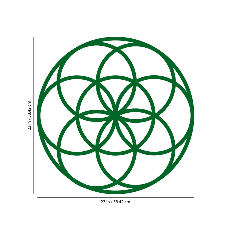 Vinyl Wall Art Decal - Seed of Life Circle Pattern - 23" x 23" - Modern Sacred Geometry for Home Dorm Room Workplace Use - Trendy Flower of Life Apartment Bedroom Living Room Decor (23" x 23"; Green) Green 23" x 23" 3