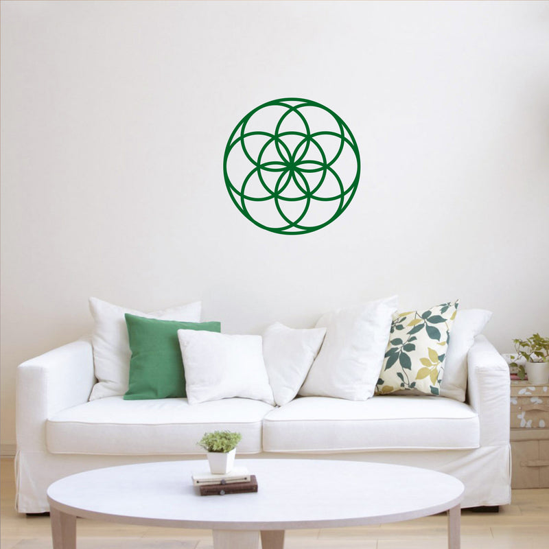 Vinyl Wall Art Decal - Seed of Life Circle Pattern - 23" x 23" - Modern Sacred Geometry for Home Dorm Room Workplace Use - Trendy Flower of Life Apartment Bedroom Living Room Decor (23" x 23"; Green) Green 23" x 23" 4