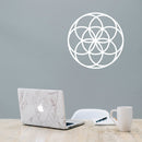 Vinyl Wall Art Decal - Seed of Life Circle Pattern - 23" x 23" - Modern Sacred Geometry for Home Dorm Room Workplace Use - Trendy Flower of Life Apartment Bedroom Living Room Decor (23" x 23"; White) White 23" x 23"