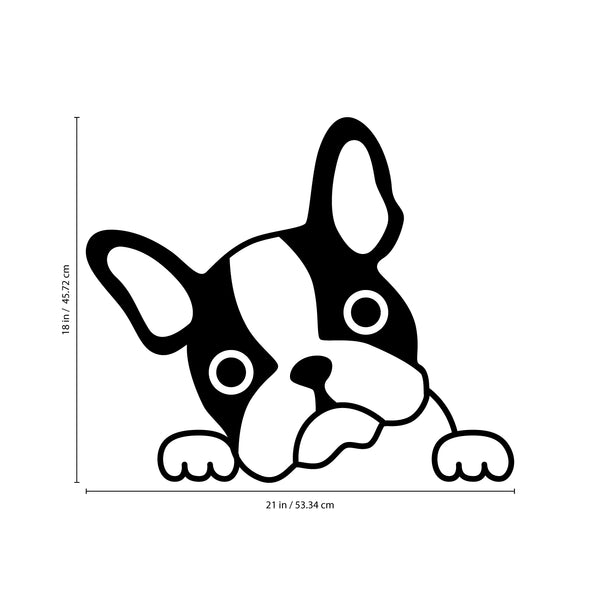 Vinyl Wall Art Decal - French Bulldog Face - 18" x 21" - Cute Trendy Doggy Decor For Luggage Laptop Skin Car Bumper Sticker - Dog Lovers Cool Bedroom Living Room Modern Mirror Decor (18" x 21"; Black) Black 18" x 21"