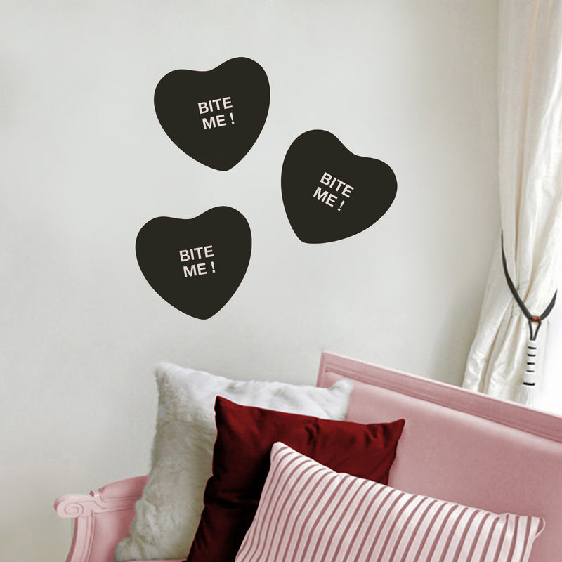 Valentines Day Vinyl Wall Art Decal - Bite Me Heart Candy - 10" x 11" - Valentine’s Home Living Room Bedroom Sticker - Indoor Outdoor Positive Household Couples Apartment Decor (10" x 11"; Black) Black 10" x 11"