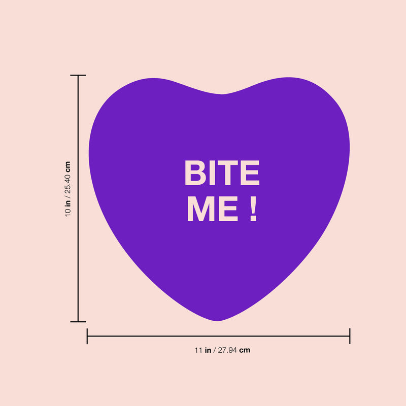 Valentines Day Vinyl Wall Art Decal - Bite Me Heart Candy - 10" x 11" - Valentine’s Home Living Room Bedroom Sticker - Indoor Outdoor Positive Household Couples Apartment Decor (10" x 11"; Purple) Purple 10" x 11" 2