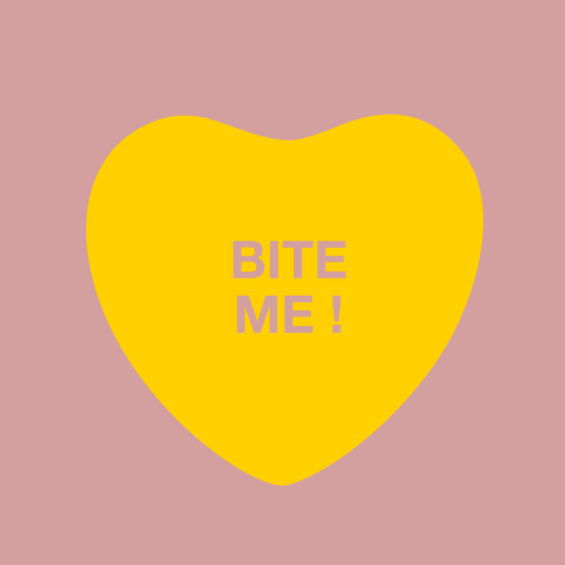 Valentines Day Vinyl Wall Art Decal - Bite Me Heart Candy - 10" x 11" - Valentine’s Home Living Room Bedroom Sticker - Indoor Outdoor Positive Household Couples Apartment Decor (10" x 11"; Yellow) Yellow 10" x 11"