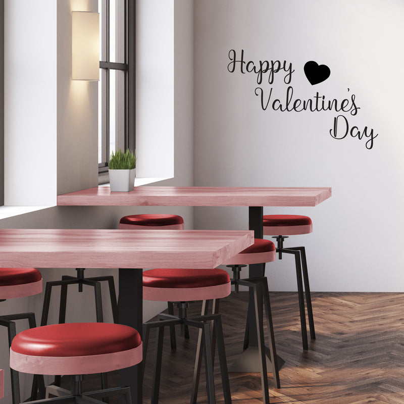 Valentines Day Vinyl Wall Art Decal - Happy Valentine’s Day - 15" x 23" - Valentine’s Lovers Heart Decor Romantic Couples Home Living Room Bedroom Apartment Indoor Work Sticker (15" x 23"; Black) Black 15" x 23" 3