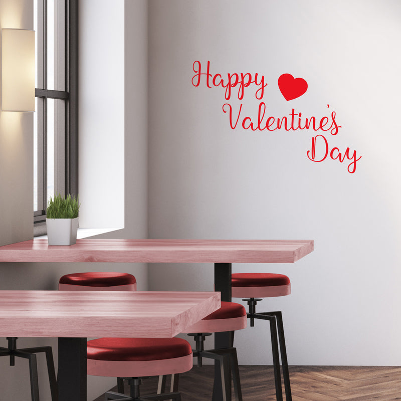 Valentines Day Vinyl Wall Art Decal - Happy Valentine’s Day - 15" x 23" - Valentine’s Lovers Heart Decor Romantic Couples Home Living Room Bedroom Apartment Indoor Work Sticker (15" x 23"; Red) Red 15" x 23" 3