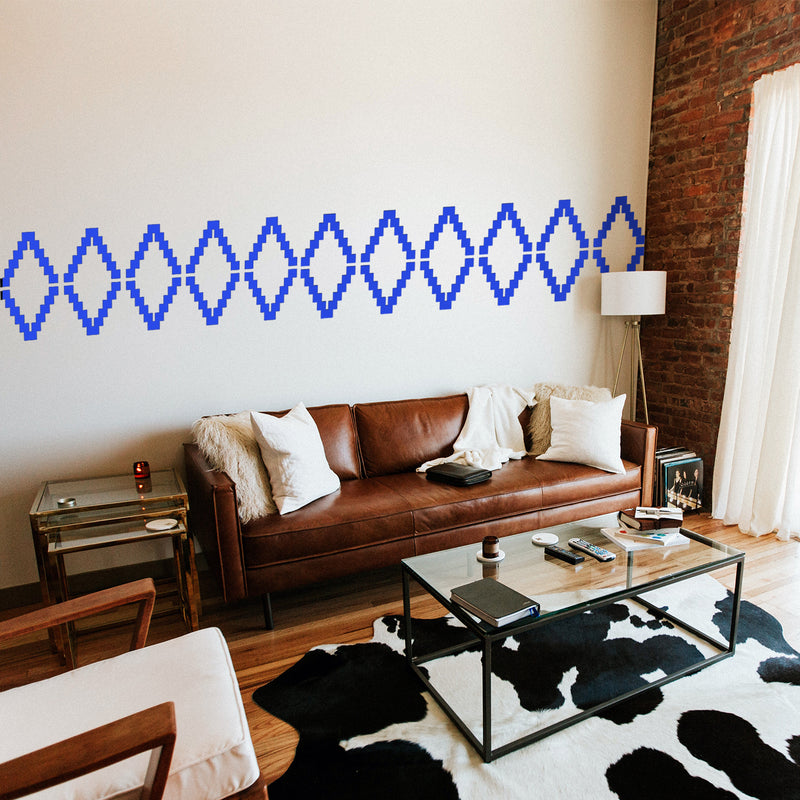 Vinyl Wall Art Decal - Geometric Tribal Pattern - 22.5" x 74" - Modern Urban Trendy Wild West Tribal Desert Theme for Home Bedroom Living Room Apartment Office Workplace Decor (22.5" x 74"; Blue) Blue 22.5" x 74" 3