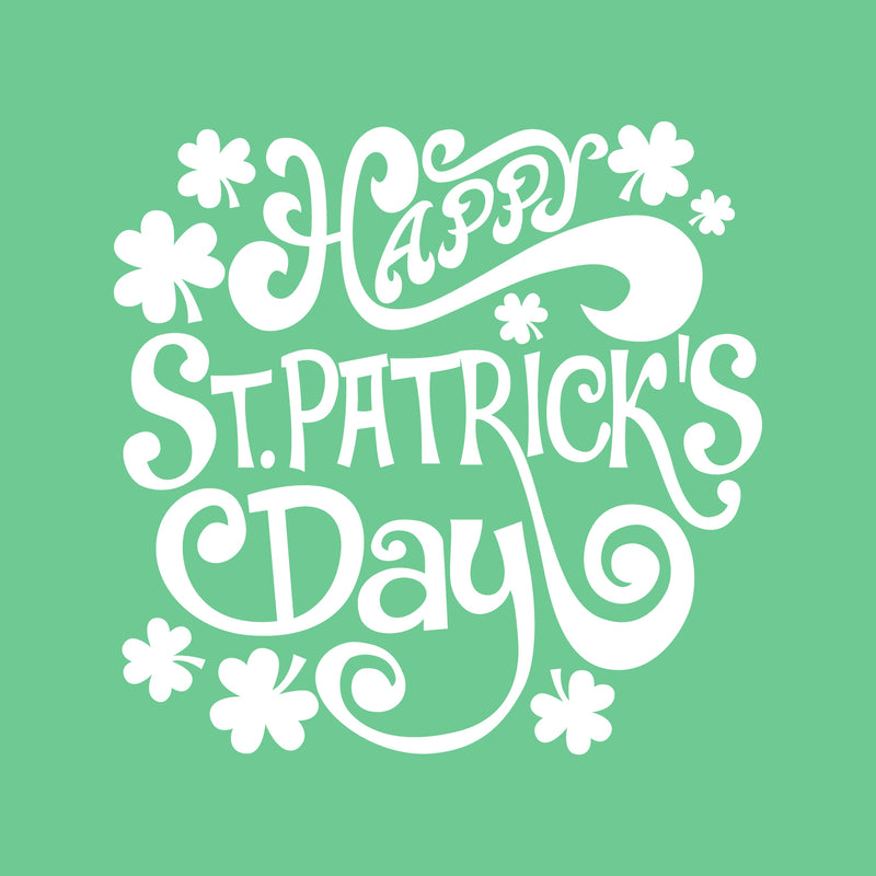 St Patrick’s Day Vinyl Wall Art Decal - Happy St Patrick’s Day - 22" x 23" - St Patty’s Holiday Home Living Room Bedroom Workplace Sticker - Indoor Outdoor Office Apartment Decor (22" x 23"; White) White 22" x 23" 4