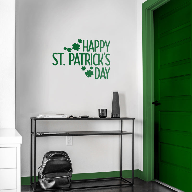 St Patrick’s Day Vinyl Wall Art Decal - Happy St Patrick’s Day - 16" x 23" - St Patty’s Holiday Home Living Room Bedroom Sticker - Indoor Outdoor Office Workplace Apartment Decor (16" x 23"; Green) Green 16" x 23" 2