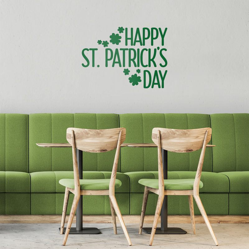 St Patrick’s Day Vinyl Wall Art Decal - Happy St Patrick’s Day - 16" x 23" - St Patty’s Holiday Home Living Room Bedroom Sticker - Indoor Outdoor Office Workplace Apartment Decor (16" x 23"; Green) Green 16" x 23" 3