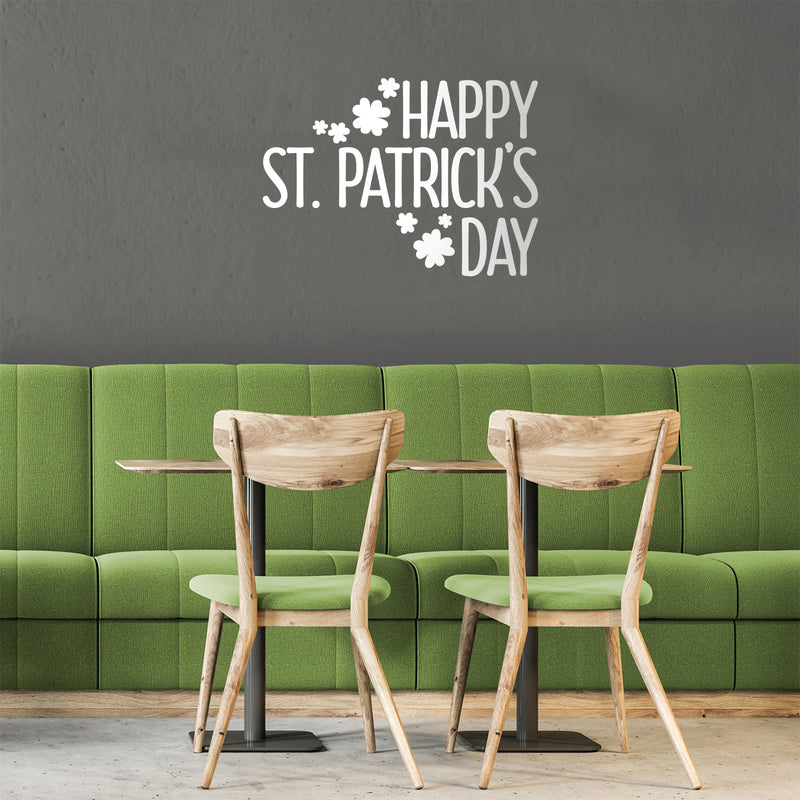 St Patrick’s Day Vinyl Wall Art Decal - Happy St Patrick’s Day - 16" x 23" - St Patty’s Holiday Home Living Room Bedroom Sticker - Indoor Outdoor Office Workplace Apartment Decor (16" x 23"; White) White 16" x 23" 3