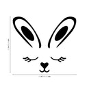 Easter Day Vinyl Wall Art Decal - Sleepy Bunny Face - Resurrection Sunday Pascha Holiday Modern Cute Home Living Room Bedroom Apartment Nursery Office Work Decor (20" x 23"; Black)