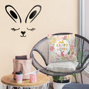 Easter Day Vinyl Wall Art Decal - Sleepy Bunny Face - Resurrection Sunday Pascha Holiday Modern Cute Home Living Room Bedroom Apartment Nursery Office Work Decor (20" x 23"; Black)   3