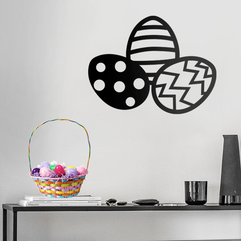 Easter Day Vinyl Wall Art Decal - 3 Easter Eggs - - Resurrection Sunday Pascha Holiday Modern Cute Home Living Room Bedroom Apartment Office Work Nursery Decor (; Black)   2