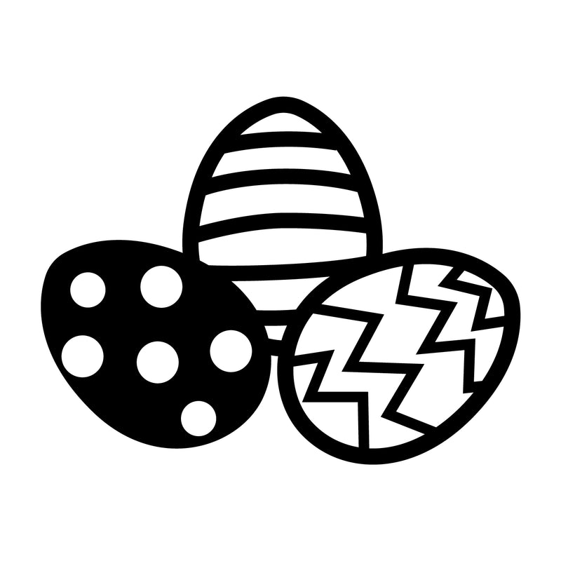 Easter Day Vinyl Wall Art Decal - 3 Easter Eggs - - Resurrection Sunday Pascha Holiday Modern Cute Home Living Room Bedroom Apartment Office Work Nursery Decor (; Black)   3