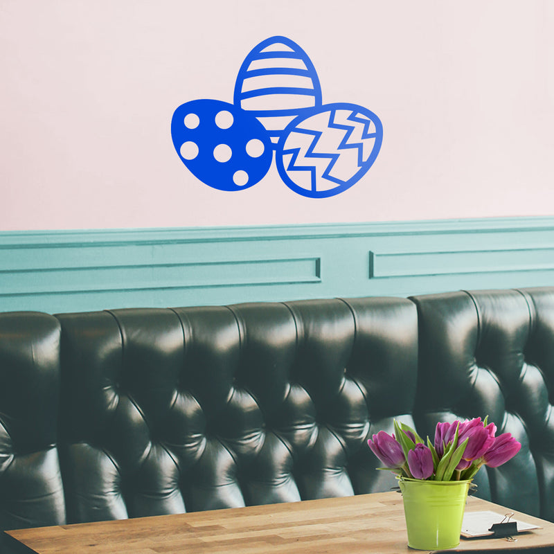 Easter Day Vinyl Wall Art Decal - 3 Easter Eggs - 17" x 22.5" - Resurrection Sunday Pascha Holiday Modern Cute Home Living Room Bedroom Apartment Office Work Nursery Decor (17" x 22.5"; Blue) Blue 17" x 22.5"