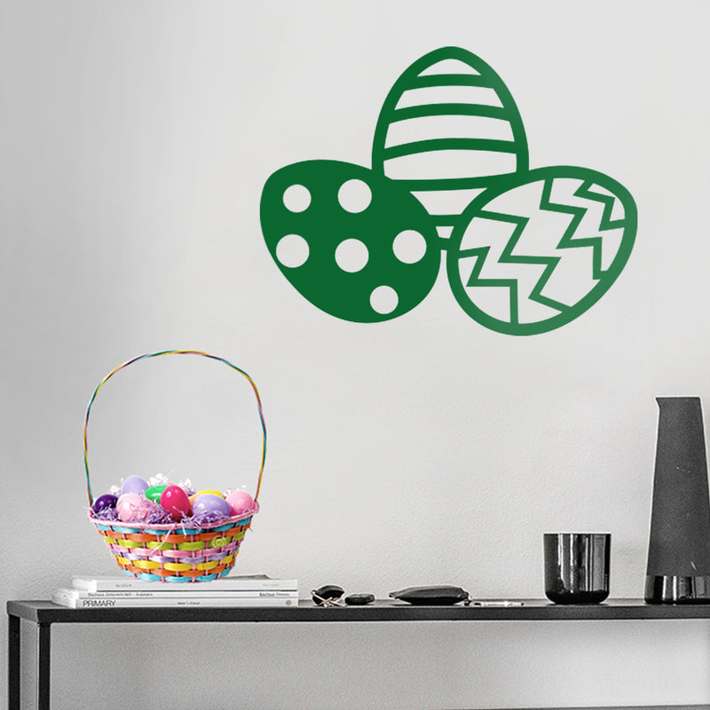 Easter Day Vinyl Wall Art Decal - 3 Easter Eggs - 17" x 22.5" - Resurrection Sunday Pascha Holiday Modern Cute Home Living Room Bedroom Apartment Office Work Nursery Decor (17" x 22.5"; Green) Green 17" x 22.5" 3