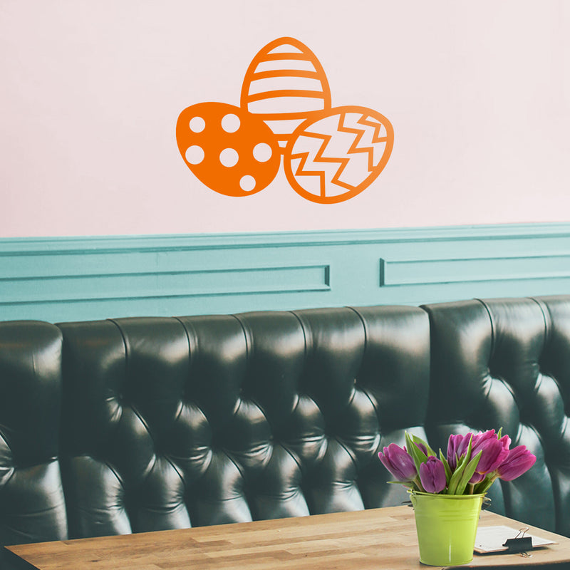 Easter Day Vinyl Wall Art Decal - 3 Easter Eggs - 17" x 22.5" - Resurrection Sunday Pascha Holiday Modern Cute Home Living Room Bedroom Apartment Office Work Nursery Decor (17" x 22.5"; Orange) Orange 17" x 22.5" 4